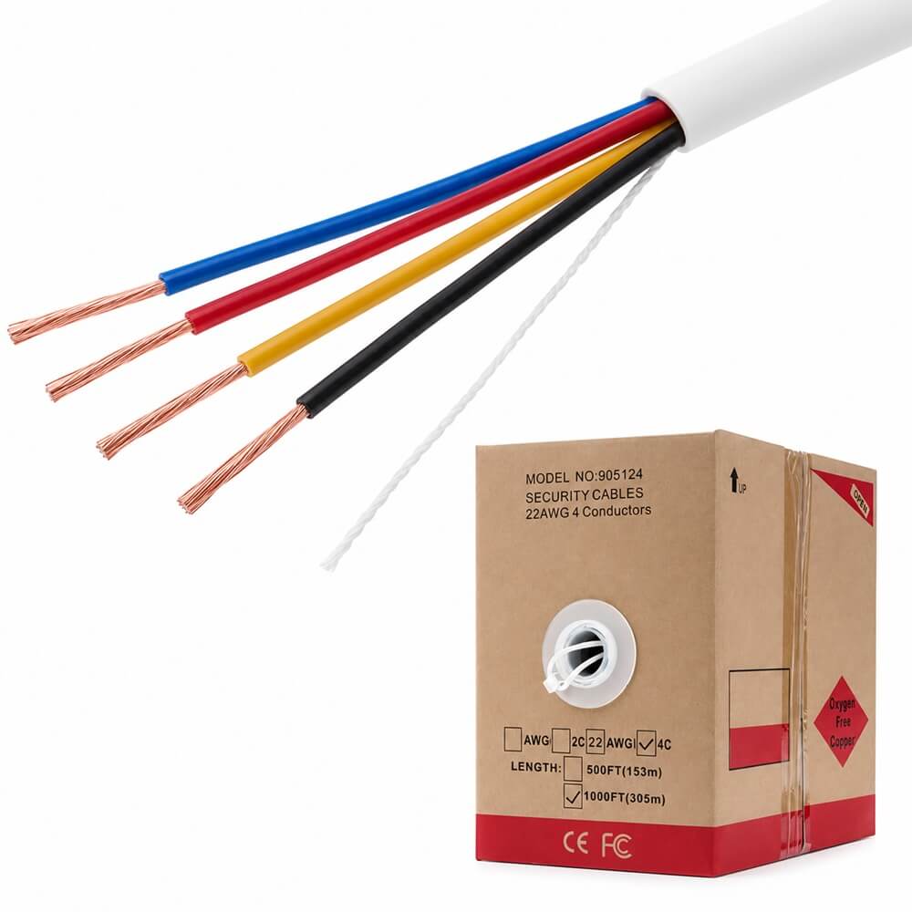 1000 ft 22 AWG Stranded Copper Alarm & Security Wire – 22/2 or 22/4