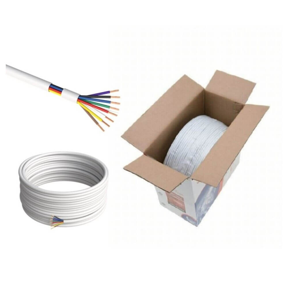 500ft spool of 18/8 AWG stranded unshielded security and alarm cable in white