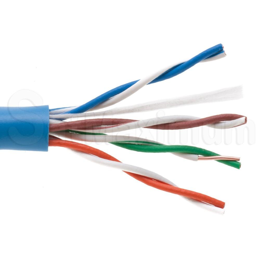       1000 FT CAT5e UTP Network Ethernet LAN Bulk Cable, 24 AWG Solid CCA Wire, Pull Box, SatMaximum Blue
