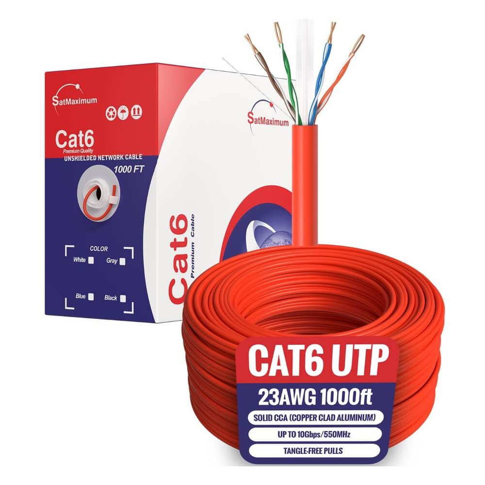 1000ft Cat6a Ethernet Cable red