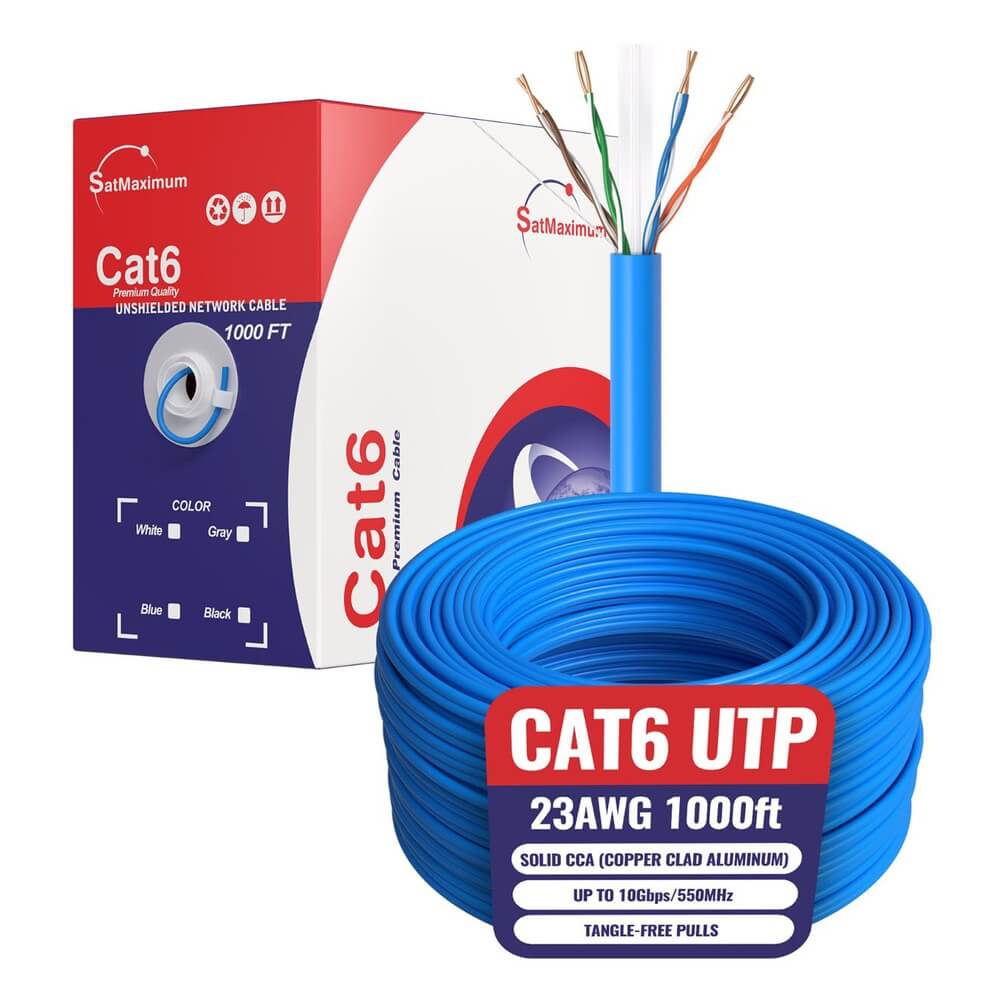  1000ft Cat6a Ethernet Cable Blue
