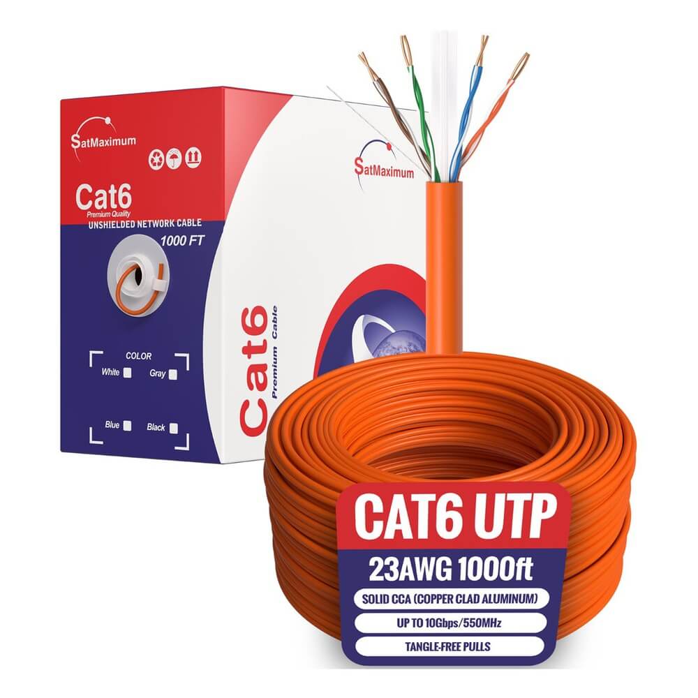 1000ft Cat6a Ethernet Cable orange