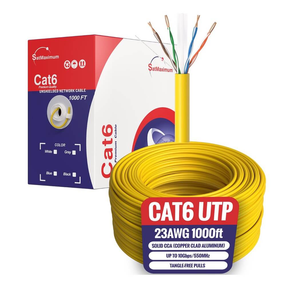 1000ft Cat6a Ethernet Cable yellow