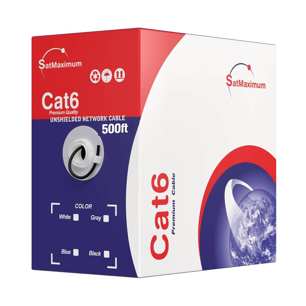 1000ft Cat6 UTP Bulk Ethernet Cable – Solid, 23AWG, CCA, 550MHz, Pull Box