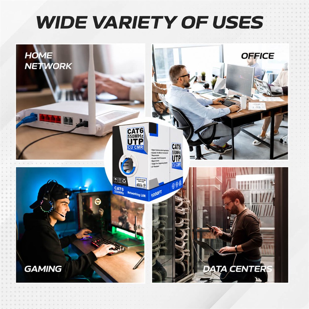 Cat6 Copper Cable 1000ft Blue Variety of Uses