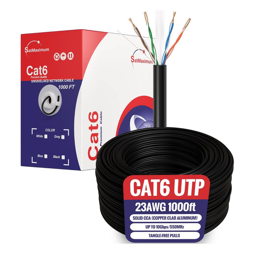  1000ft Cat6a Ethernet Cable Black