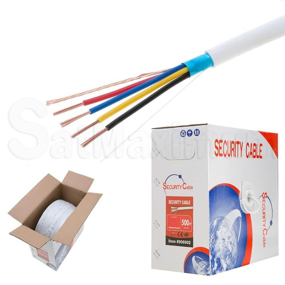 500FT Shielded Solid Alarm Cable Control Security Burglar Station Wire, SatMaximum