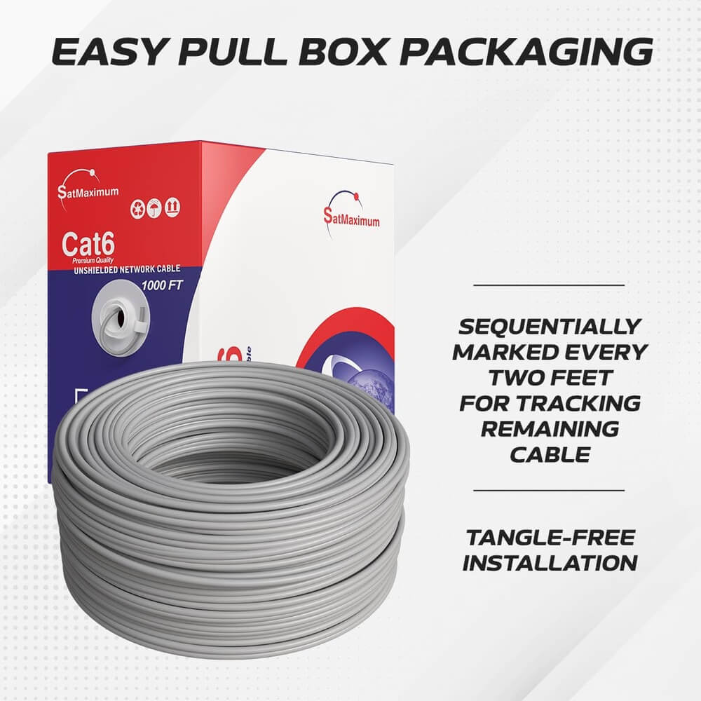 1000 ft Gray CAT6A UTP Ethernet cable  box