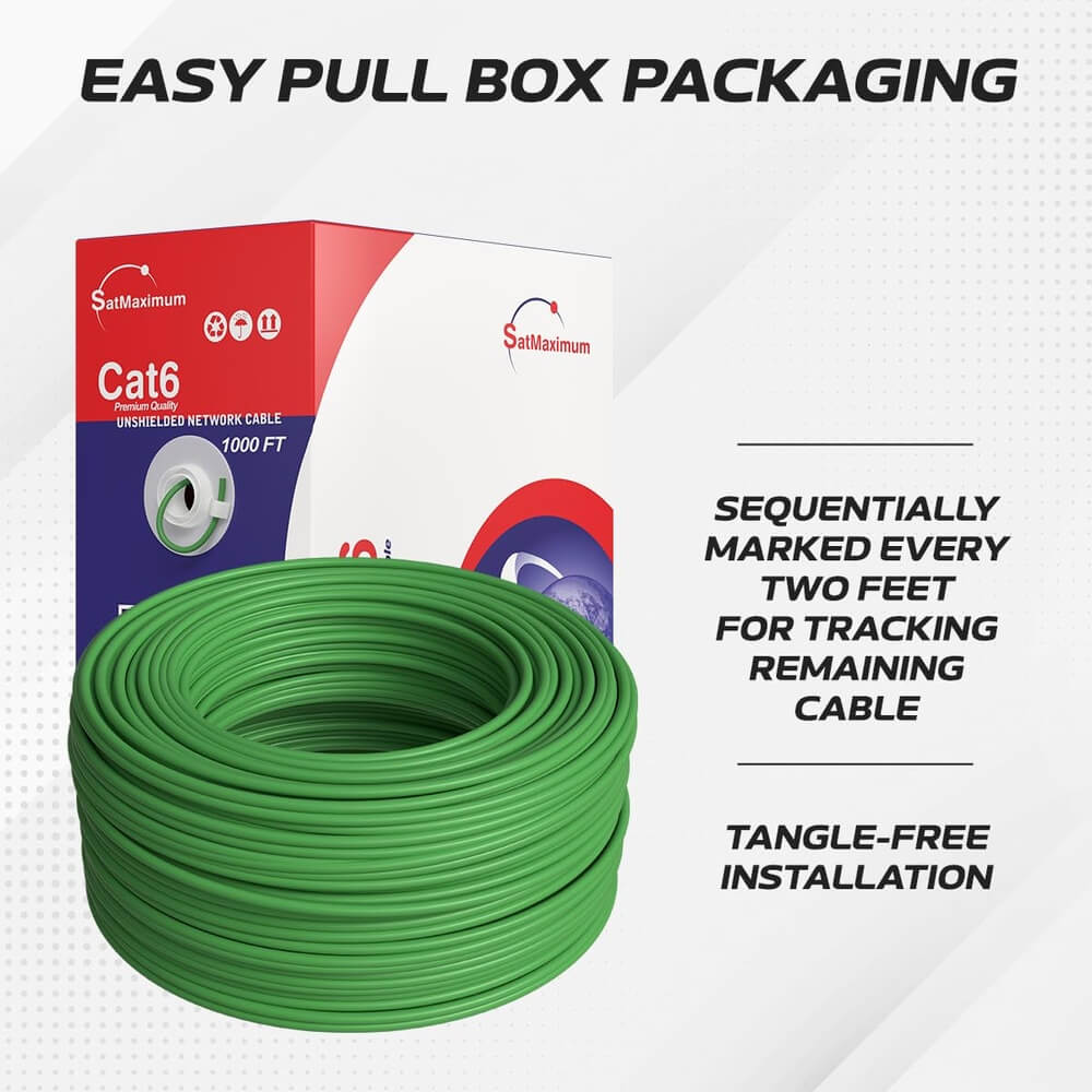 1000 ft Green CAT6A UTP Ethernet cable  box