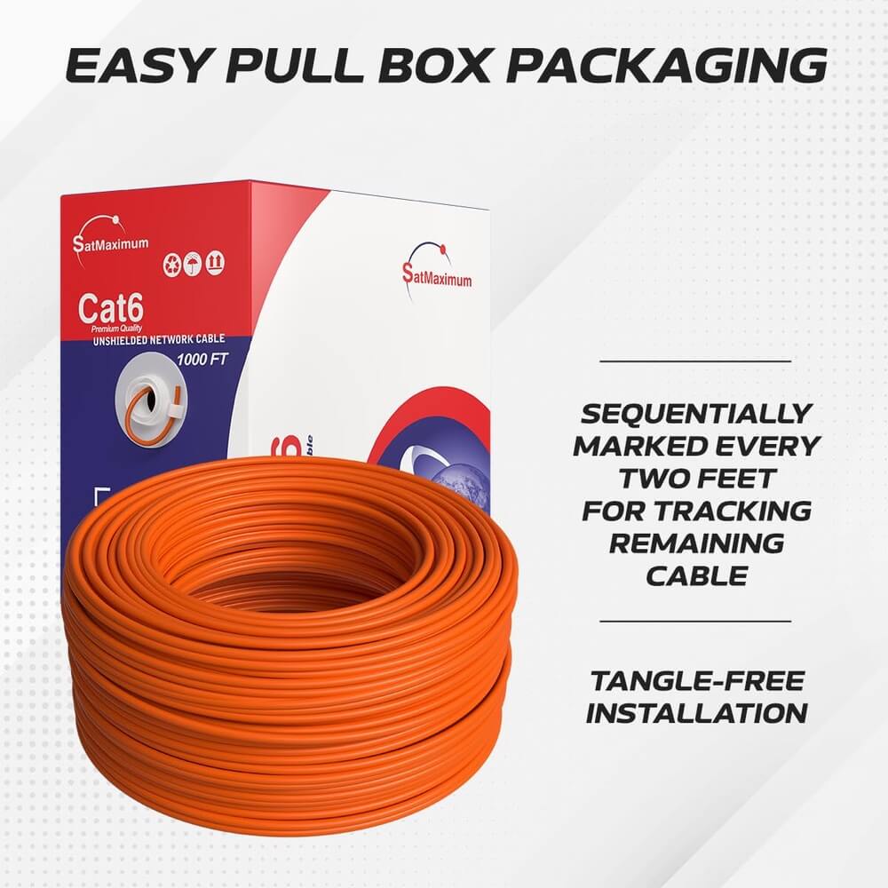 1000 ft Orange CAT6A UTP Ethernet cable  box