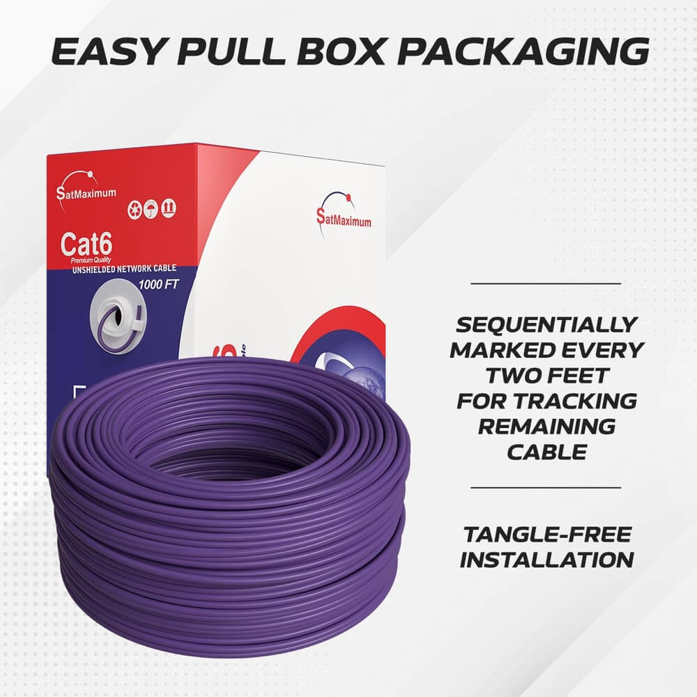 1000 ft Purple CAT6A UTP Ethernet cable  box