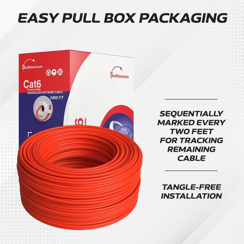 1000 ft Red CAT6A UTP Ethernet cable  box
