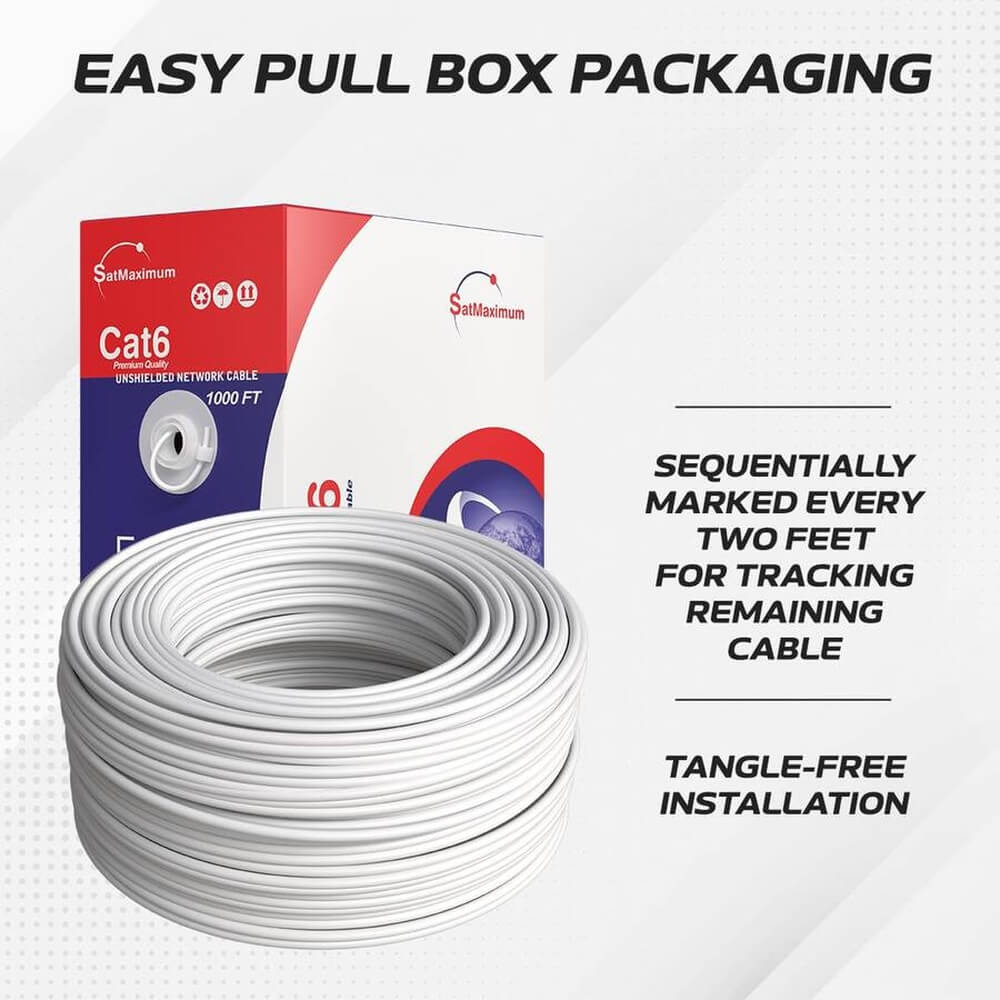 1000 ft White CAT6A UTP Ethernet cable  box