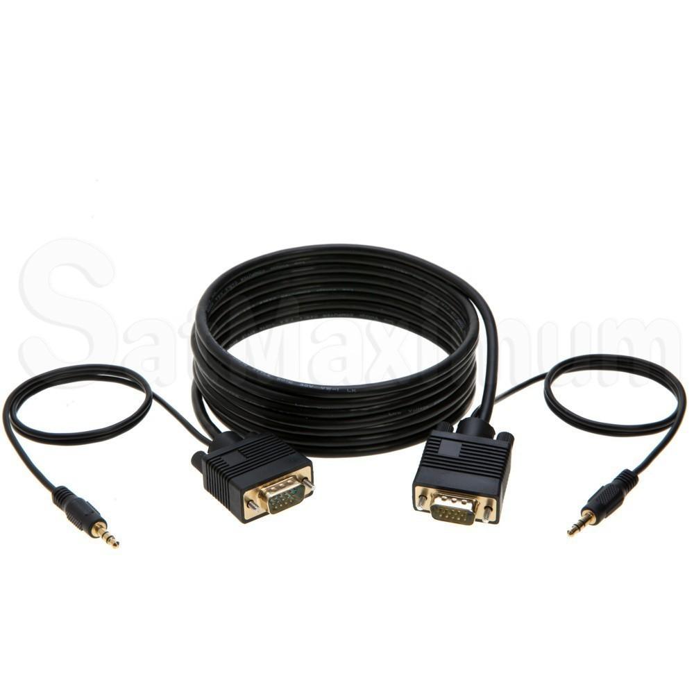 SVGA Male to Male Monitor Cable, + Audio 3.5 mm Gold Plated 25FT