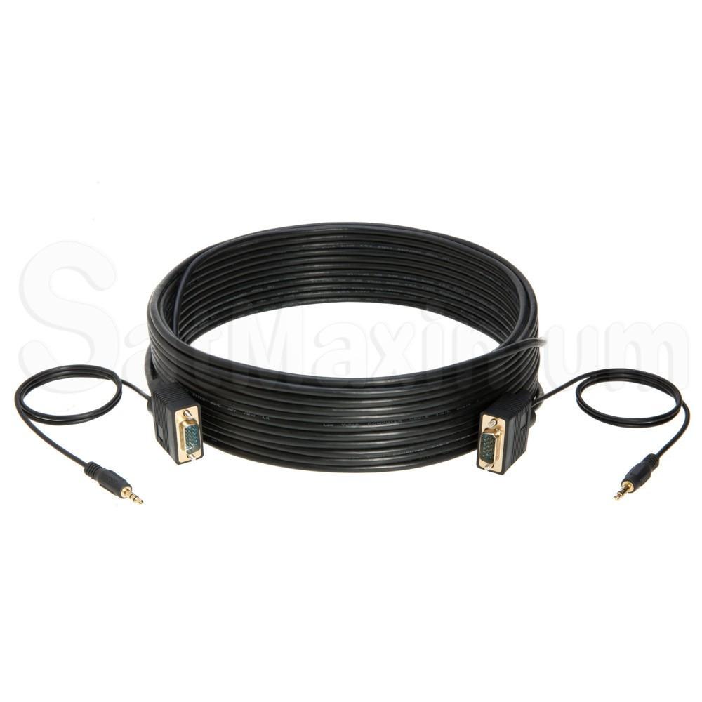 SVGA Male to Male Monitor Cable, + Audio 3.5 mm Gold Plated 50FT