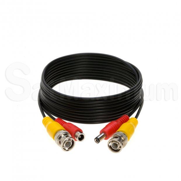 Premade BNC Video Power Cable / Wire for Security Camera, CCTV, DVR, Surveillance System Black 10FT