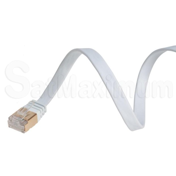 U/FTP CAT7 Patch Cord Gold-Plated Flat Shielded Network Ethernet LAN Cable White 6FT