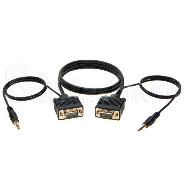 SVGA Male to Male Monitor Cable, + Audio 3.5 mm Gold Plated 3FT