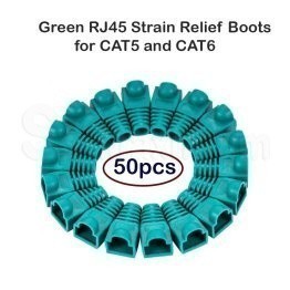 Green RJ45 Strain Relief Boots for CAT5 and CAT6, Pack of 50
