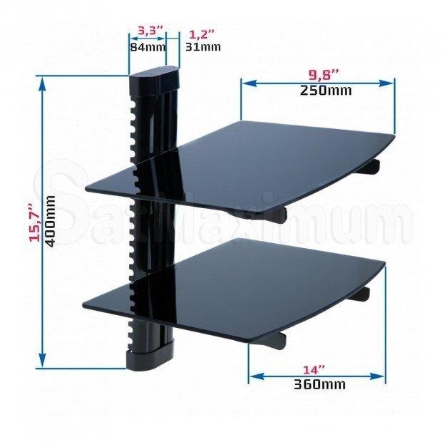 Adjustable Dual AV Shelf Wall Mount with Cable Management System, Up to 22 lbs, W14.17 x D9.84 x H0.20 Inch, SatMaximum