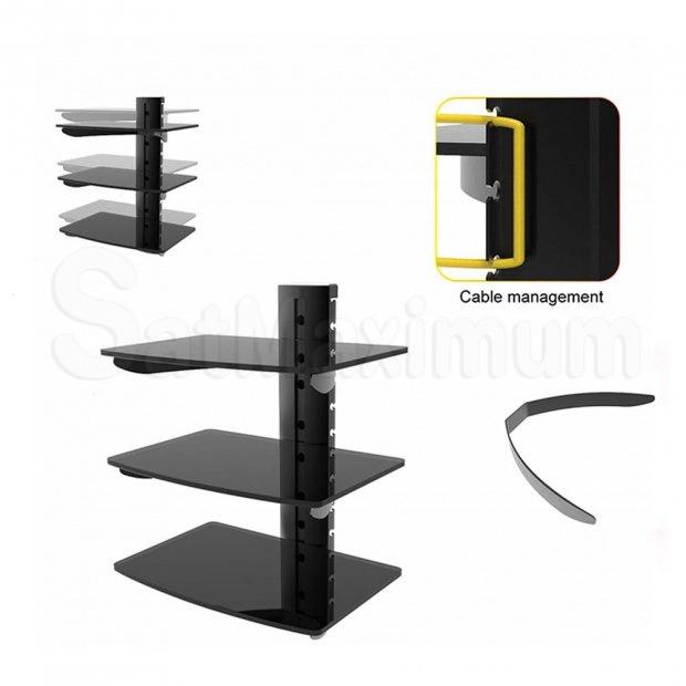 Adjustable Triple AV Shelf Wall Mount with Cable Management System, SatMaximum