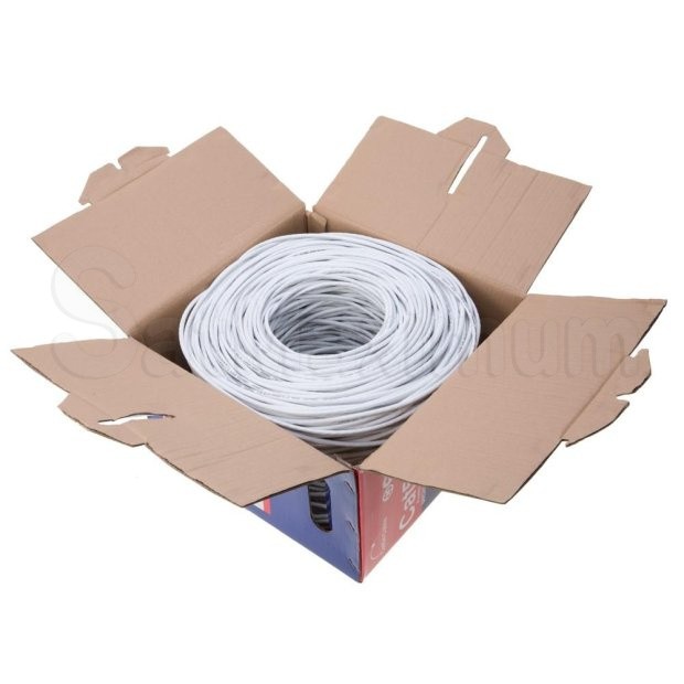 500FT UTP CAT5e Ethernet Bulk Cable, 24 AWG Solid CCA Wire, Pull Box, SatMaximum