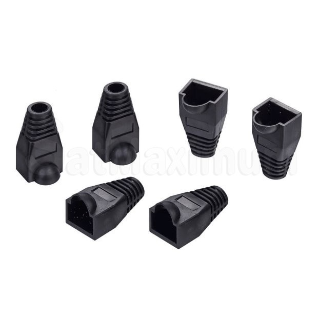 Black RJ45 Strain Relief Boots for CAT5 and CAT6, Pack of 50
