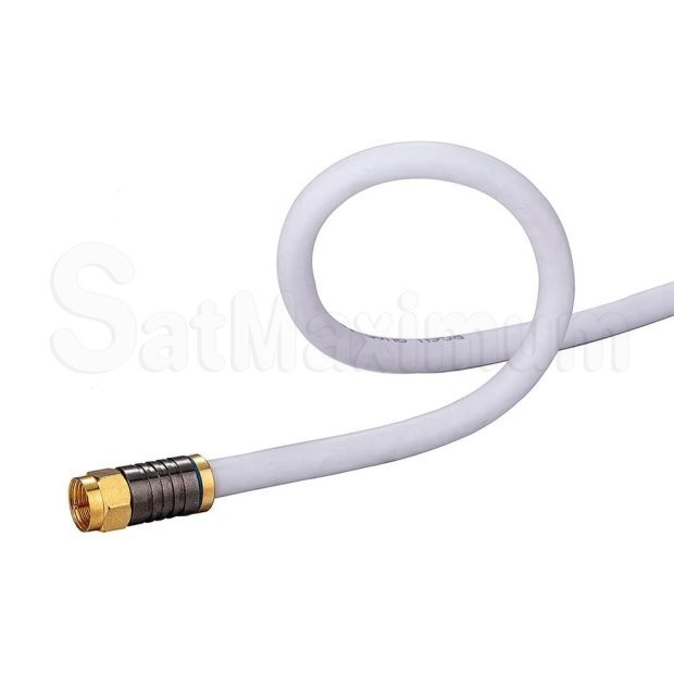 White RG6 Quad Coaxial Cable F-Type Connectors, SatMaximum