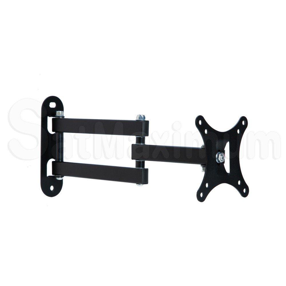 TV And Computer Monitor Wall Mount Tilt And Swivel Steel 13" To 27" Screen Black 
